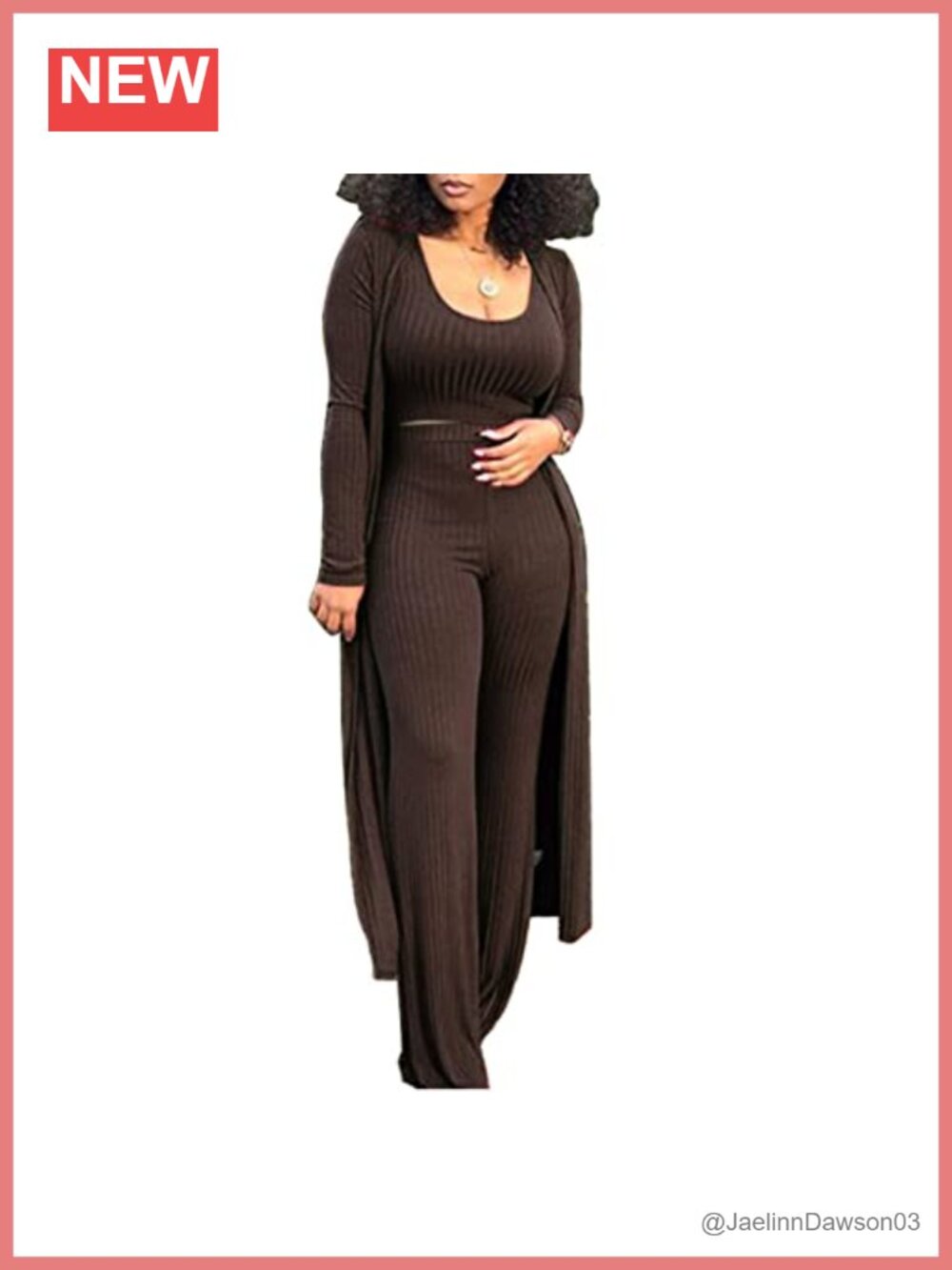 Women's 3 Piece Knit Tracksuit Set Cardigan Tank Wide Leg Pants Lounge Outfit